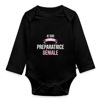 je suis une Preparatrice - Body Bébé bio manches longues - noir - Devant