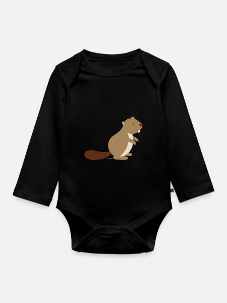 Biber - Baby Bio-Langarm-Body - Schwarz