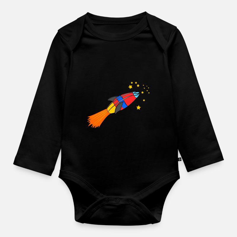 fusée - Body Bébé bio manches longues - noir