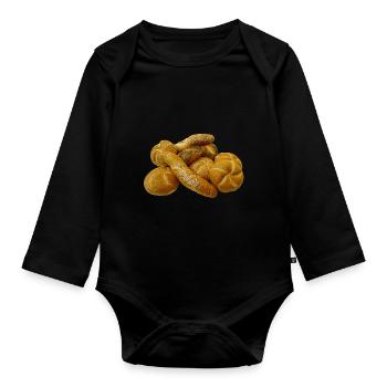 brot broetchen crossaint baecker baguette bread bu - Baby Bio-Langarm-Body - Schwarz - Vorne