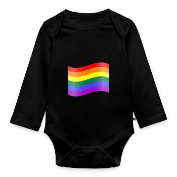 Rainbow Flag - Organic Longsleeve Baby Bodysuit - black - Front