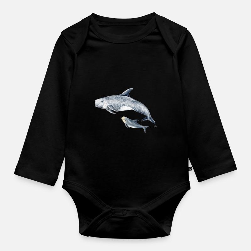 Risso - Grampus Dolphin - Dauphin Risso - Body Bébé bio manches longues - noir