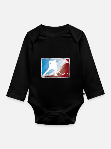 Eishockey - Baby Bio-Langarm-Body - Schwarz