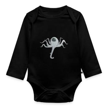 squid giant octopus octopus octopus squid sepia fish - Organic Longsleeve Baby Bodysuit - black - Front