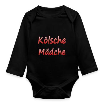Kölsche Mädche - Karneval Kölle Alaaf - Baby Bio-Langarm-Body - Schwarz - Vorne