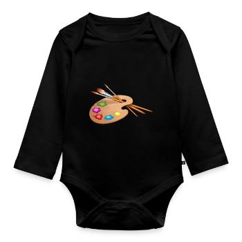 maler painter pinsel paint farbe artist color colo - Baby Bio-Langarm-Body - Schwarz - Vorne