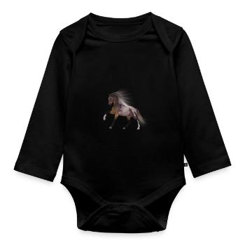 Pferd Geschenk Geschenkidee - Baby Bio-Langarm-Body - Schwarz - Vorne
