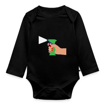 cleaning cleaning cleaning woman broom wischmop46 - Organic Longsleeve Baby Bodysuit - black - Front