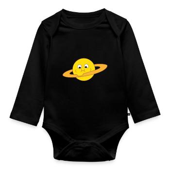 Dicker Saturn - Baby Bio-Langarm-Body - Schwarz - Vorne