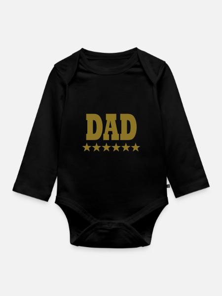 dad - Langærmet babybody, økologisk bomuld - sort