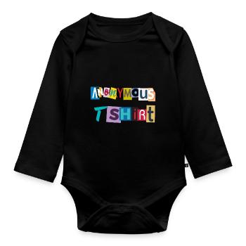 Anonymous TShirt Brief in Zeitungen. - Baby Bio-Langarm-Body - Schwarz - Vorne