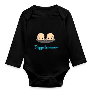 Doppelzimmer Baby Zwillinge Schwangerschaft - Baby Bio-Langarm-Body - Schwarz - Vorne