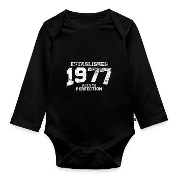 established 1977 - aged to perfection (fr) - Body Bébé bio manches longues - noir - Devant