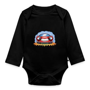 Lustiger Rennwagen - Baby Bio-Langarm-Body - Schwarz - Vorne