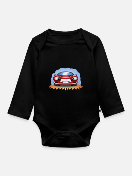 Racing car - Organic Longsleeve Baby Bodysuit - black