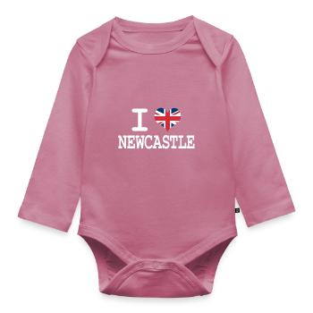 i love Newcastle - Organic Longsleeve Baby Bodysuit - mauve - Front