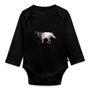 wolf - Organic Longsleeve Baby Bodysuit - black - Front