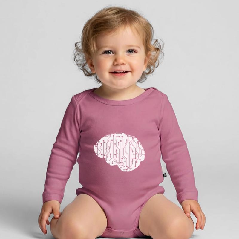 Electrical Brain CPU Data Circuit Computer Organic Longsleeve Baby Bodysuit