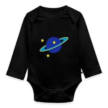 Saturn - Baby Bio-Langarm-Body - Schwarz - Vorne