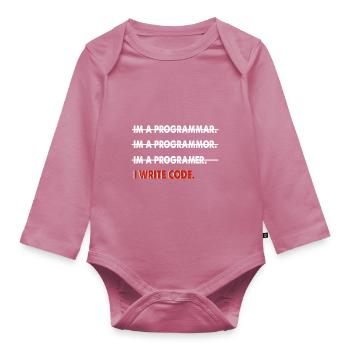 Coder coder funny gift - Organic Longsleeve Baby Bodysuit - mauve - Front