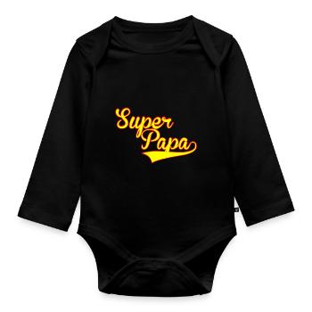 super papa - Baby Bio-Langarm-Body - Schwarz - Vorne