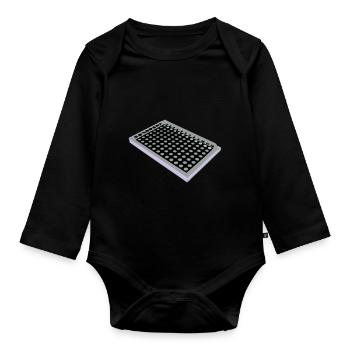 96 Well Plate / 96 perforated plate - Organic Longsleeve Baby Bodysuit - black - Front