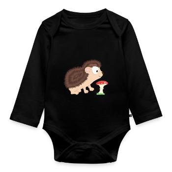 Igel Waldtiere-Serie - Baby Bio-Langarm-Body - Schwarz - Vorne