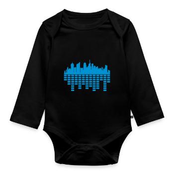 party city music sound loud metropolis silhouette - Organic Longsleeve Baby Bodysuit - black - Front