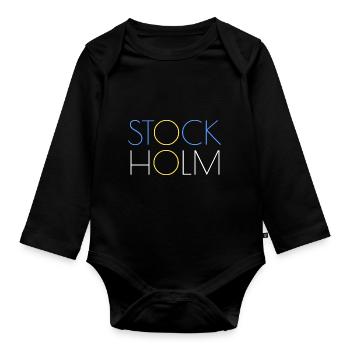 Stockholm Logo - Baby Bio-Langarm-Body - Schwarz - Vorne