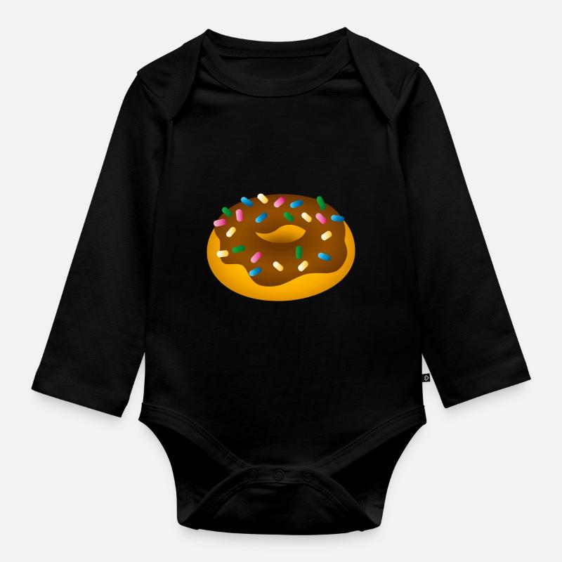 Smiley Donut - Baby Bio-Langarm-Body - Schwarz