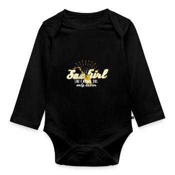 Saxophon - Baby Bio-Langarm-Body - Schwarz - Vorne