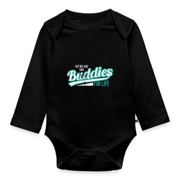 father and son - Organic Longsleeve Baby Bodysuit - black - Front