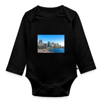 Sydney Harbor skyline in New South Wales Australia - Organic Longsleeve Baby Bodysuit - black - Front