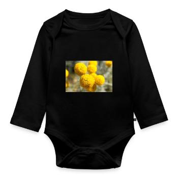 Lavender cotton or gray santolina holy herb - Organic Longsleeve Baby Bodysuit - black - Front