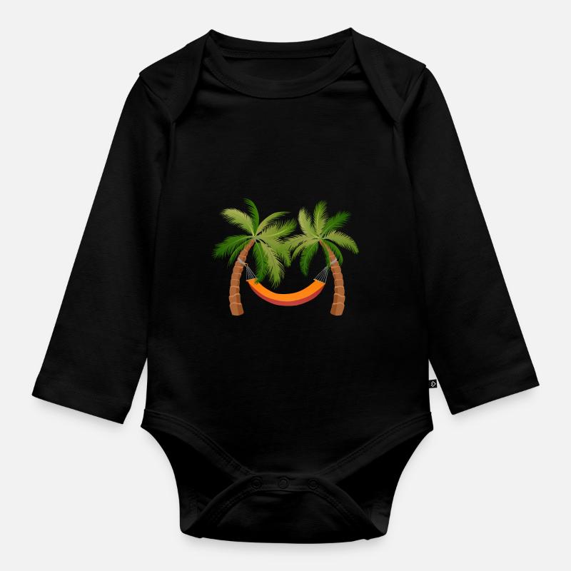 palmier hamac arbre vacances palmiers - Body Bébé bio manches longues - noir