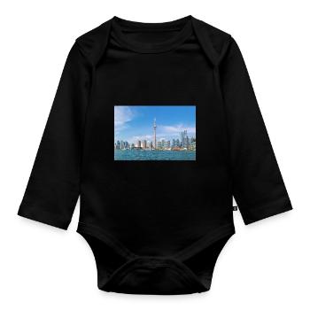 Ontario Toronto Skyline Panoramic View Canada - Organic Longsleeve Baby Bodysuit - black - Front