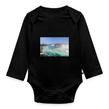 Canada Ontario Niagara Falls American and Canadian - Organic Longsleeve Baby Bodysuit - black - Front