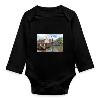 Panorama at the old market (Stintmarkt) Lüneburg - Baby Bio-Langarm-Body - Schwarz - Vorne