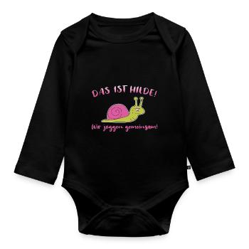 Joggen Sport Laufen Langsame Schnecke Lustig - Baby Bio-Langarm-Body - Schwarz - Vorne