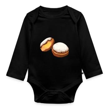 Krapfens Beignets De carnaval Crêpes berlinoises - Body Bébé bio manches longues - noir - Devant