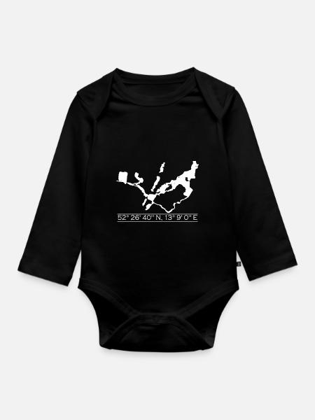 Wannsee | Koordinaten | Weiss II - Baby Bio-Langarm-Body - Schwarz