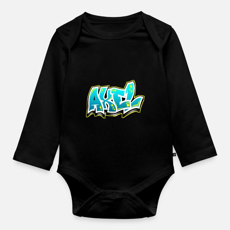 Graffiti Name Axel - Baby Bio-Langarm-Body - Schwarz