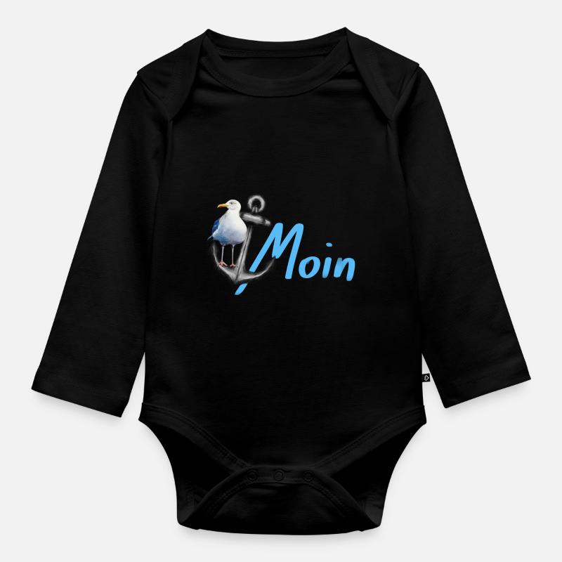 Möwe - Baby Bio-Langarm-Body - Schwarz