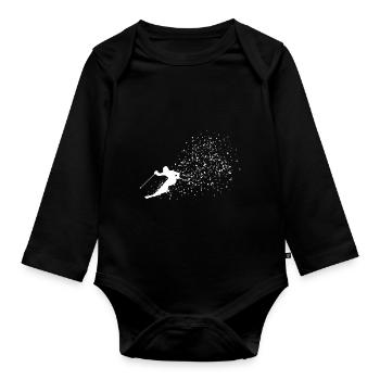 Ski Design Skifahrer Skiurlaub Pistensau Skifahren - Baby Bio-Langarm-Body - Schwarz - Vorne