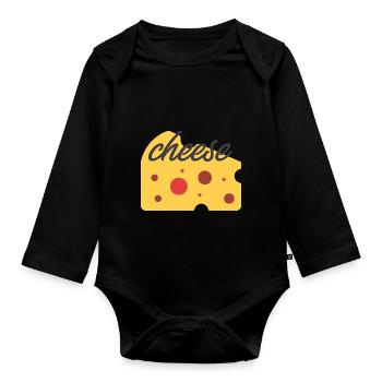 Cheese - Organic Longsleeve Baby Bodysuit - black - Front