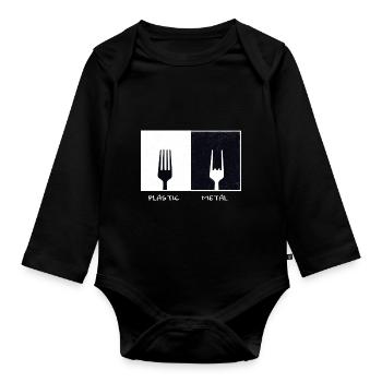 Plastique Metal Vinatge cadeau de musique fourche - Body Bébé bio manches longues - noir - Devant