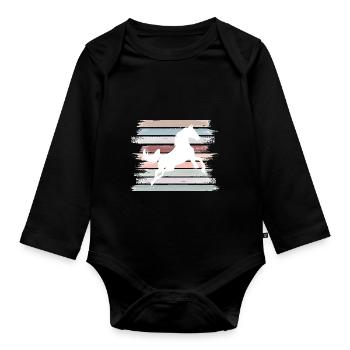 Horse Pferd - Organic Longsleeve Baby Bodysuit - black - Front