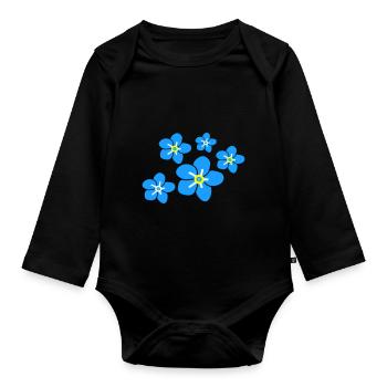 Forget me not flower2 - Organic Longsleeve Baby Bodysuit - black - Front