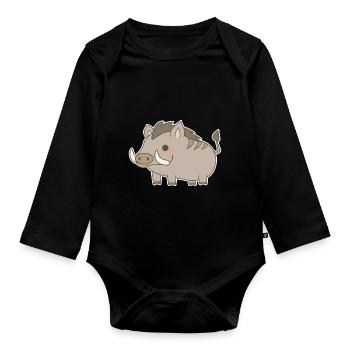 Wild boar - Organic Longsleeve Baby Bodysuit - black - Front