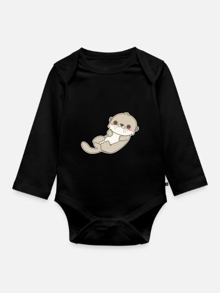 Otter - Baby Bio-Langarm-Body - Schwarz